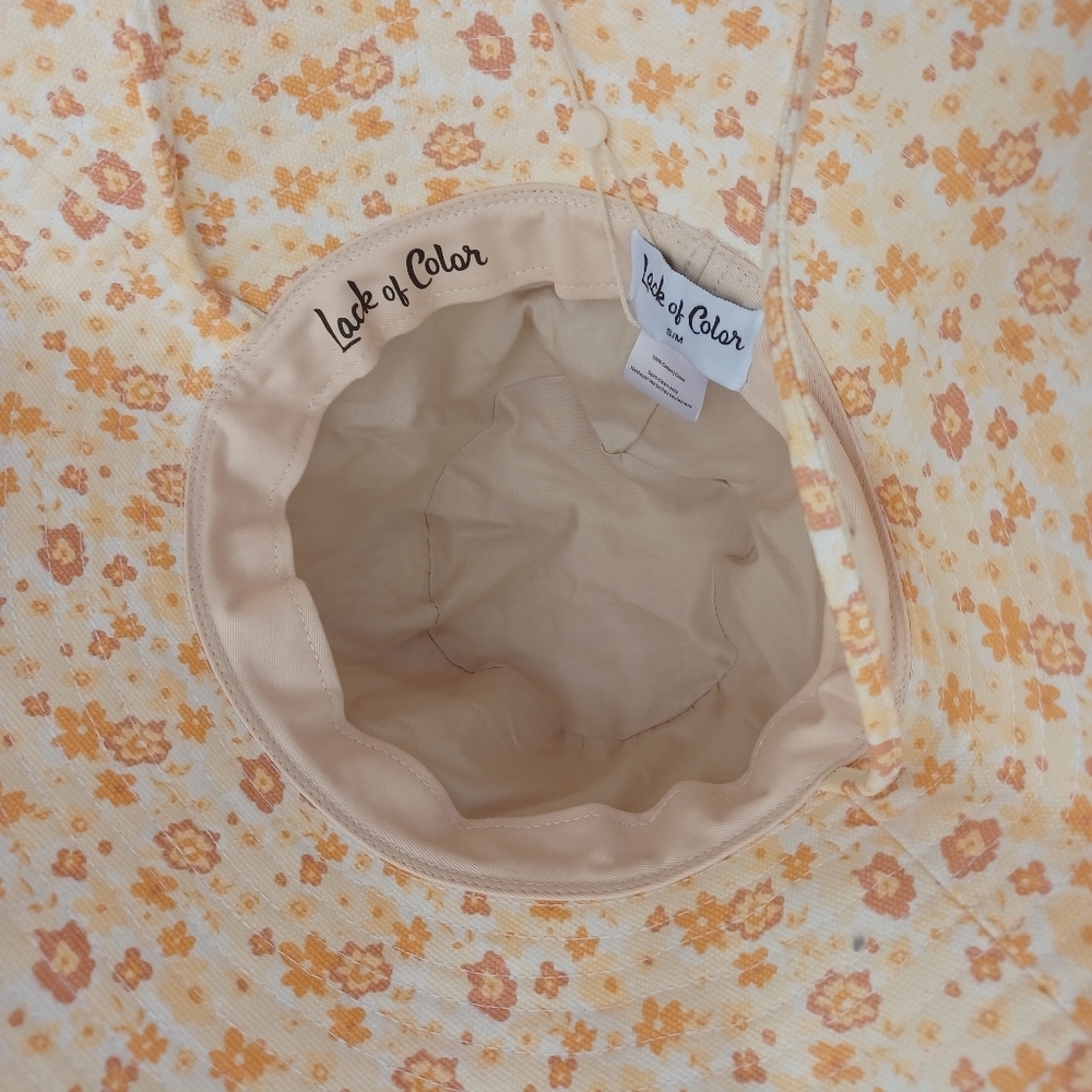 Floral Women's Sun Hat - Cream and Orange - Picture 9 of 9